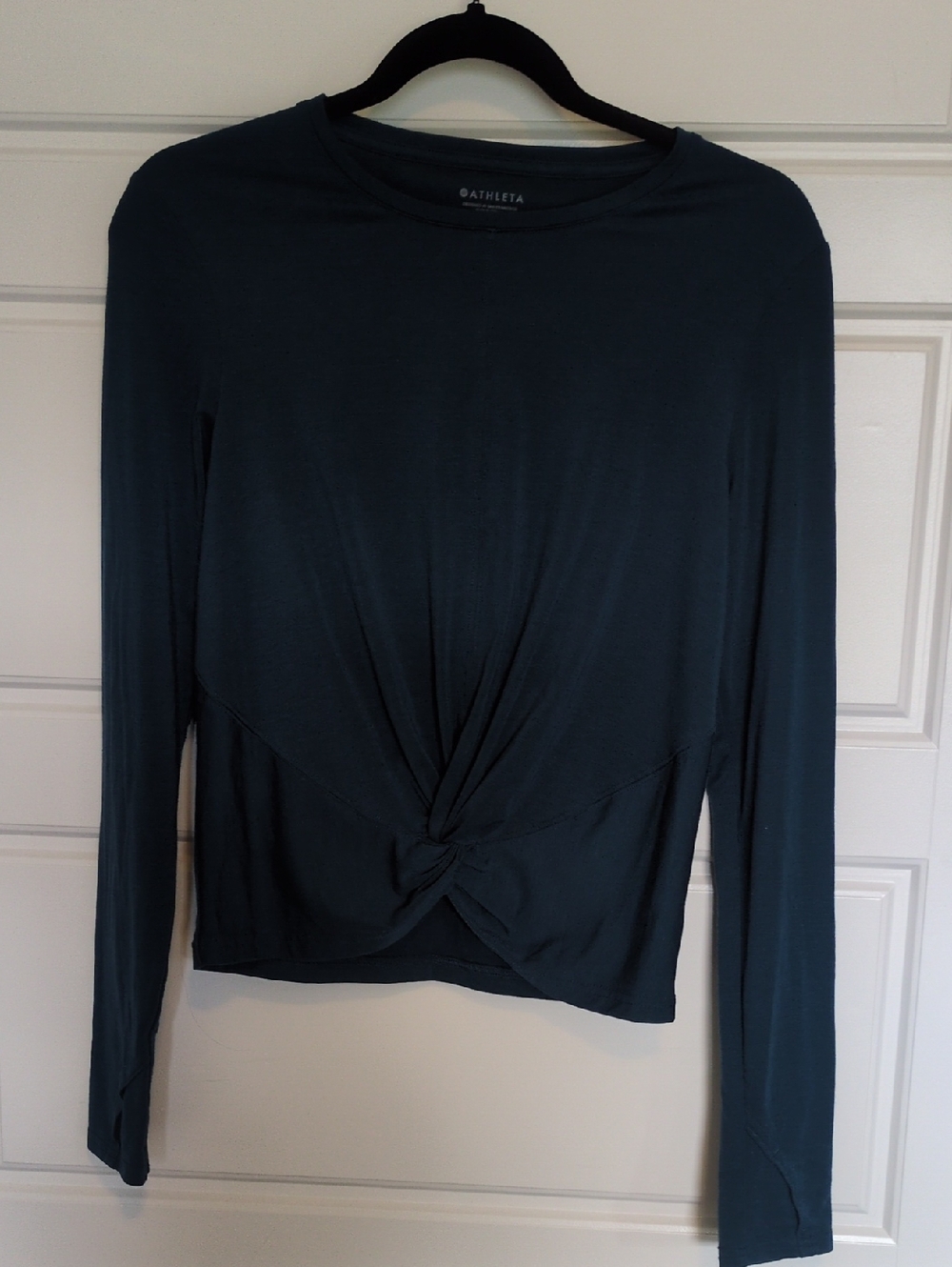 Athleta Teal Long-Sleeve Twist-Front Top